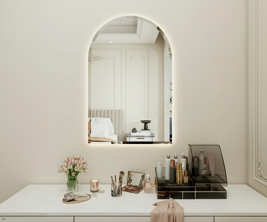 Photo 1 of Arched Bathroom Mirror, 20X30 inch Arched Frameless Mirror, Arch Wall Mirror?Frameless Mirrors for Bathroom,Beveled Bathroom Mirror.