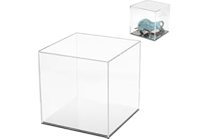Kcgani Fully Assembled Acrylic Silver Mirror Display Box, Clear Countertop Storage Box Plexiglass Boxes for Display, Alternative Glass Art Exhibition Case with Reflection for Display, 6.1Inch