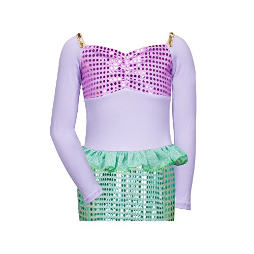 Spring Long Sleeves Mermaid Princess Dress Costume for Little Girls Purple