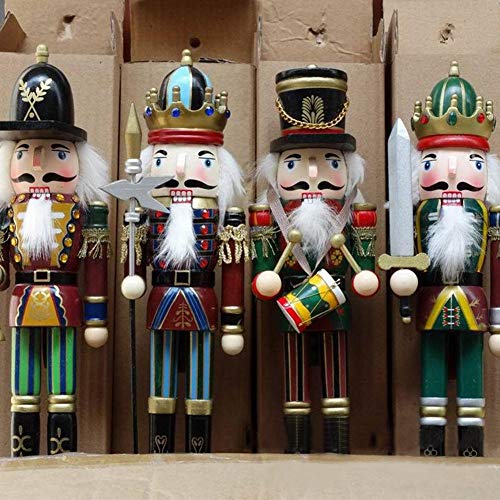 Jannyshop 11.81inch Wooden Nutcracker Decoration, Handmade Decorative Christmas Ornament for Festive Holiday Decor