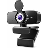 AEICIK 1080P Webcam with Microphone, Privacy Cover &amp; USB-C Adapter | 105&deg; FOV, Fixed Focus, Auto Light Correction, Plug &amp; Play USB-A Camera with Tripod for Zoom, Teams, FaceTime and YouTube