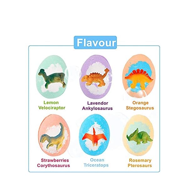 Suprised-Bath-Bombs-for-Kids-with-Toys-Inside-6-Colorful-Bath-Fizzy-Ball-Set-with-Dinosaurs-Surprise-Natural-Moisturizing-Ingredients-Childrens-Day-Birthday-or-Easter-Gift-for-Girls-and-Boys Bath Bombs Gift Set for Kids with Surprise Inside - 6 PCS Bath Fizzy Set - with Mini Dinosaurs, Natural Moisturizing…