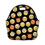 TOPCHANCES Premium Quaility Thermal Insulated 3D Print Neoprene Lunch Bag Storage Container Picnic Tote for Women Kids Lunch Bags Recycled Insulated Lunch Box Food Bag (Emoji)