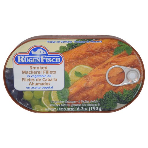 Ruegen Fisch Smoked Mackerel Fillets in Vegetable Oil 190g