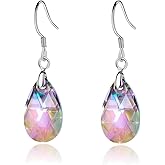 Teardrop Austrian Crystal Drop Dangle Earrings for Women 925 Sterling Silver Hook Hypoallergenic Jewelry