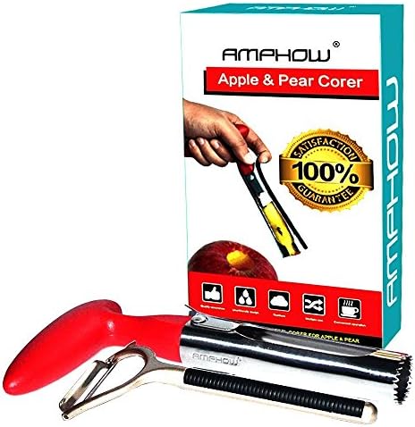 Apple Corer &amp; Skin Remover Kits - AMPHOW Stainless Steel Apple or Pear Core Remover Tool for Home Kitchen with Sharp Serrated Blade