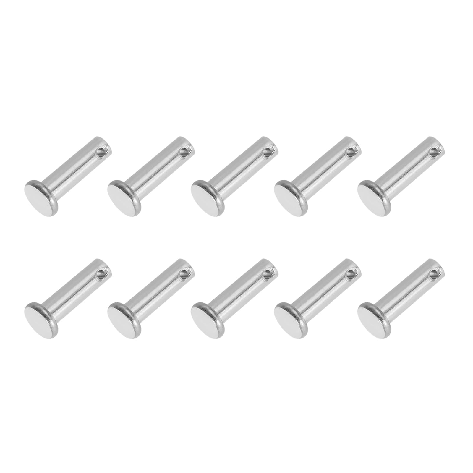 PATIKIL 6 x 20 Mm Single Hole Clevis Pins, 10 Pcs 304 Stainless Steel Flat Head Pin for Hitch Pin Lock Link Hinge Systems, Silver