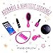 PixieCrush Pretend Play Kid Purse Set for Girls with Handbag, Pretend Smart Phone, Keys with Remote, Pretend Makeup, Lipstick - Interactive & Educational Toy (Black Polka Dot)