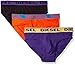 Diesel Men's Fresh and Bright 3-Pack Andre Cotton Stretch Brief, Purple/Orange/Black, Large