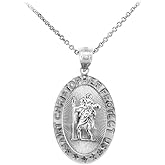 925 Sterling Silver St Christopher Medal Patron Saint of Travelers Catholic Protection Necklace