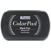 Jacquard ColorPad Waterproof and Permanent Premium Dye Ink Pad - Deep Dark Black - Quick-Drying - Acid Free &amp; Non-Toxic - Sharp Impression Every Time