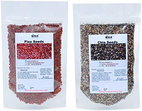 SOMAZ FlaxSeeds-200g and ChiaSeeds-200g Combo of 2