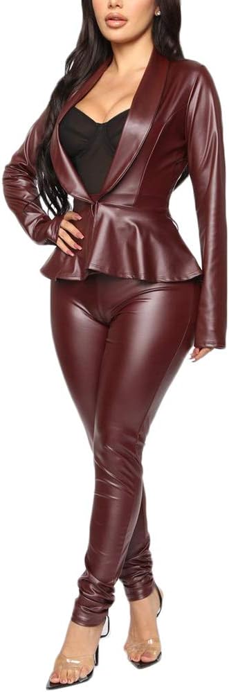 LAJIOJIO Women's Tracksuit 2 Piece Outfits Button Down Jacket and Bodycon Pants Sweatsuits Sportwear