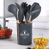FIOUSY 12PCS Silicone Kitchen Utensil Set Heat Resistant Wooden Handle Nonstick view 7