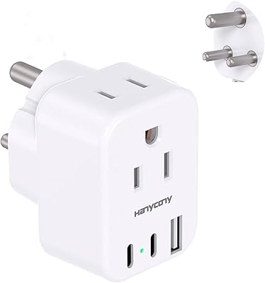 HANYCONY South Africa Travel Plug Adapter, Type M Power Adapter with 2 AC Outlets 3 USB Ports(2 USB C) for US to South Africa Botswana Namibia India Nepal Bhutan Sri Lanka