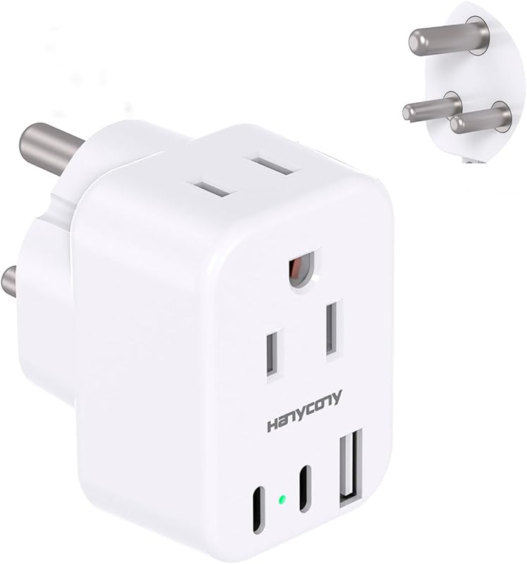 HANYCONY South Africa Travel Plug Adapter, Type M Power Adapter with 2 AC Outlets 3 USB Ports(2 USB C) for US to South Africa Botswana Namibia India Nepal Bhutan Sri Lanka