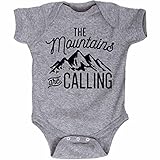 The Mountains Are Calling Script Nature Outdoors Hiking Infant Baby Bodysuit
