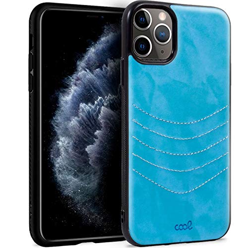 Cool Case for iPhone 11 Pro Leather Embroidery Blue