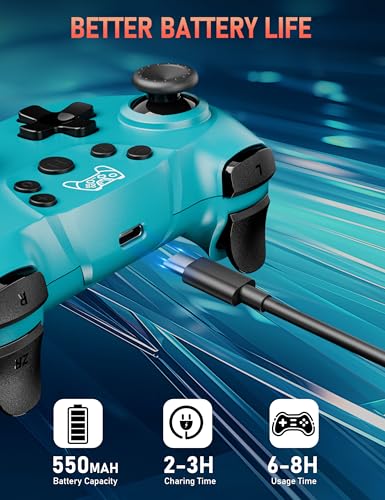 Diswoe Switch Controller, Bluetooth Pro Controller with Hall Joystick, Gamepad for Switch/Switch 2/Lite/OLED with Wake up, Vibration, Turbo, Adjustable, Gyro Axis