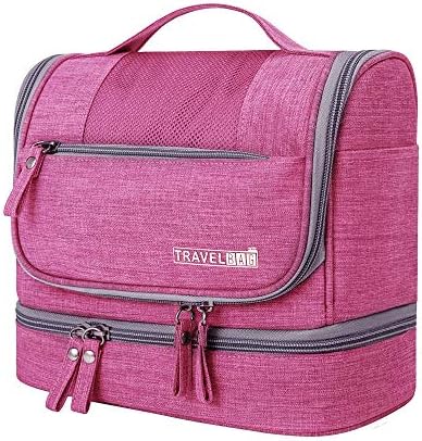 Hanging Travel Toiletry Bag Makeup Organizers Waterproof Cosmetic Bag Bathroom Shower Storage Bag Dop Kit for Men Women (Rose Red) 1 Hanging Travel Toiletry Bag Makeup Organizers Waterproof Cosmetic Bag Bathroom Shower Storage Bag Dop Kit for Men Women (Rose Red)