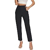 IjnUhb Women's High Waisted Pants - Straight Leg Dress Trousers with Pockets and Seam Design for Business Office Casual