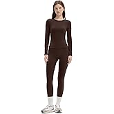 SUUKSESS Women 2 Piece Workout Set Tummy Control Legging Long Sleeve Workout Top