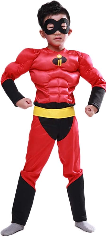 Hallowmax The Incredibles Costume for Boys Dash Suit Deluxe Muscle Chest Cosplay Outfits