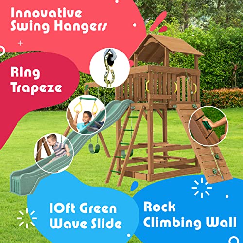 Creative Playthings Spring Hill Wooden Swing Set (Made in The USA) for