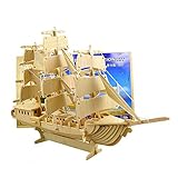 Smilelove 3D Wooden Puzzle Warship Jigsaw Puzzle Toys for Kids (European Sailing Boat)