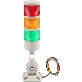Tiiyee Led Signal Tower Stack Lights, 3 Layer Industrial Warning Column Lamp Alarm Indicator Strobe Beacon with Rotatable Base Buzzer Safety Mechanical Equipment Continuous Flashing Switchable 12-24V