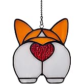BOXCASA Corgi Dog Stained Glass Window Hanging,Funny Suncatcher for Window Hanging, Dog Lovers Gifts for Women,Stained Glass Pet Memorial Gifts