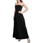 Urban CoCo Summer Strapless Ruched Maxi Dress for Women Sleeveless A Line Flowy Party Wedding Guest Long Dresses