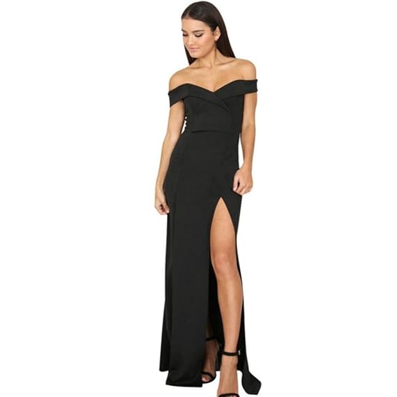 Amlaiworld Damen Luxuriös Sommer Frühling trägerlos lang Kleid elegant Geteilter Abendkleider Ärmellos Hochzeit Kleider Party Vintage abschlussbal Cocktailkleid