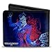 Buckle-Down Men's PU Bifold Wallet-Batman Action + Joker Flipping Cards Poses Black/Blues/Reds, Multicolor, 4.0