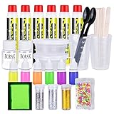 Slime Kit Lab Jumbo DIY 6 Batches of Includes Ingredients and Supplies for 6 Different Batches of, Glow In The Dark, Neon colors