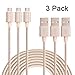 Xcord(TM)3 Pack 10Ft Extra Long Micro USB to USB Cable Nylon Braided Cable and Data Sync Cable A Male to Micro B Charge for Android, Samsung, HTC, Motorola, Blackberry Smartphones,Tablets,(Gold)