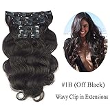 SHOWJARLLY Wavy Clip in Hair Extensions Human Hair 7Pcs/120g 24