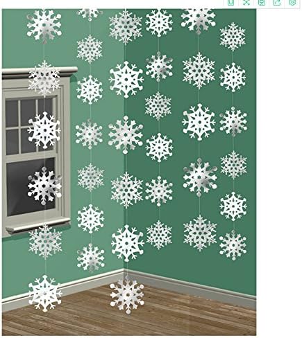 XHSY Winter Wonderland Christmas 3-D Snowflake Hanging Party Decoration, White,10cm5mm