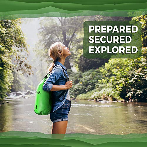 EcoEarth Waterproof Dry Bag (30L, Green) - Roll Top Compression Dry Sack with Waist Straps Keeps Gear Dry for Kayaking, Beach, Rafting, Boating, Hiking, Camping, and Fishing with Waterproof Phone Case