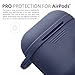 Domatti Protective Silicone Skin Cover Case for Apple Airpods Charging Dock Box – Soft Slim Fit Shockproof Non-Slip Grip Wrap with Keychain Tether Leash for Wireless Bluetooth Earphones (Navy Blue)
