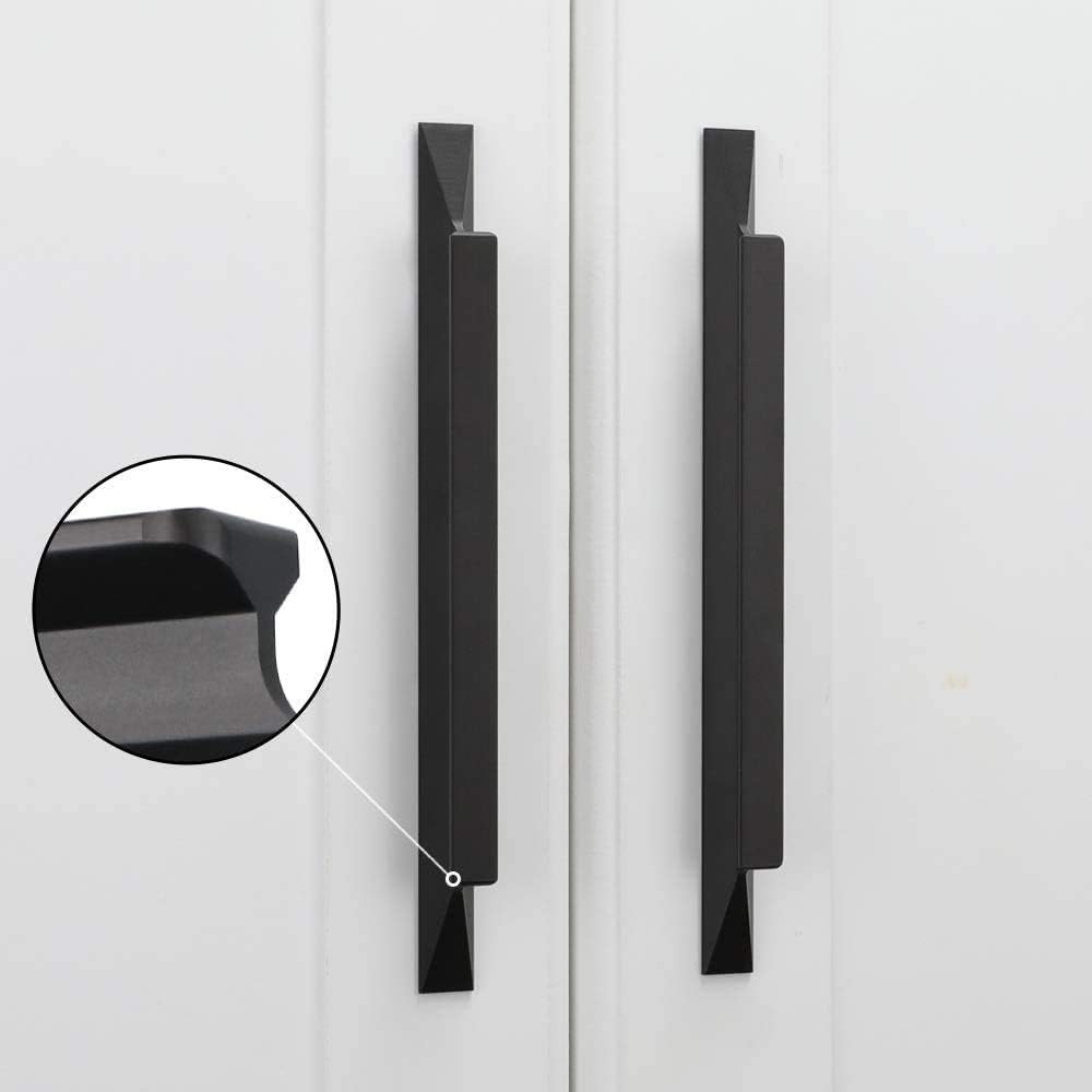 LONTAN 10 Pack Black Kitchen Cabinet Handles 160mm Kitchen Door Black Cupboard Handles for Aluminum Alloy Wardrobe Bathroom Shower Drawer Pulls