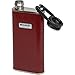 Stanley Classic Easy Fill Wide Mouth Flask 8 oz | Leakproof Hip Flask | Hinge Connected Never Lose Cap | Insulated Stainless Steel Liquor Container | BPA-Free | (Discontinued) Hammertone Crimson