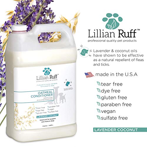 Lillian Ruff Oatmeal Dog Shampoo - Lavender Coconut Scent with Aloe - Deodorize and Soothe Dry Itchy Skin - Gentle Cleanser for Normal to Sensitive Skin (Shampoo & Conditioner Gallon Set)