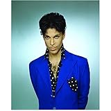 Prince Close Up in Purple and Black and White Polka Dots Looking Fierce 8 x 10 inch photo