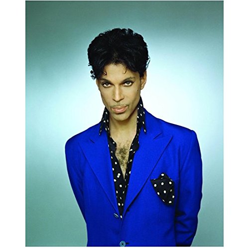 Prince Close Up in Purple and Black and White Polka Dots Looking Fierce 8 x 10 inch photo