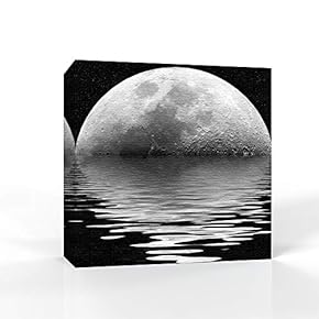 Canvas Wall Art - Moon Illuminating The Blue Ocean - Canvas Prints Home Artwork Decoration for Living Room,Bedroom - 12x12 inches