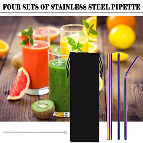 4-teiliges Set aus 304 Edelstahl-Strohhalmen, wiederverwendbare Trinkhalme, Trinkhalme, Metall-Strohhalme, Party-Zubehör – Bild 4