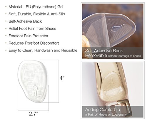 18 pcs Set - High Heel or Shoe Gel Cushion Inserts Insole Pads Heel Liners, Anti Slip Forefoot Pads, Back of Heel Cushion Gels, and Heel Grips (Clear)