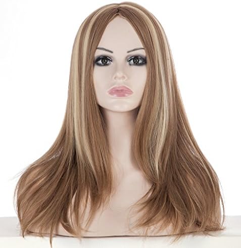 Smoosky 2 Tones Blonde Mixed Auburn Highlights Festival Wigs Long Curly Full Natural Women hair