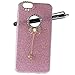 IYCK iPhone SE Case, iPhone 5S Case, 3D Handmade Cute Luxury Diamond Rhinestone Hybrid Glitter Bling Shiny TPU Soft Rubber Cover with Sparkly Bow Knot Crystal Pendent Charms for iPhone 5/5S/SE - Pink